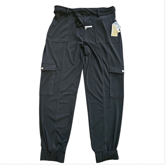 NWT Michael Kors NWT Black Cargo Pants High Waist Relaxed Jogger L - Picture 4 of 12